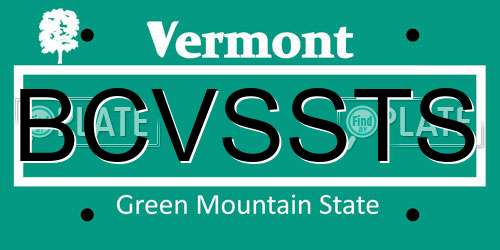 BCVSSTS Vermont License Plate