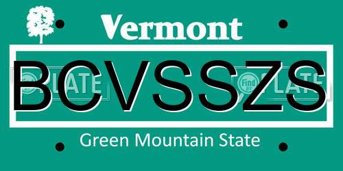 BCVSSZS Vermont License Plate