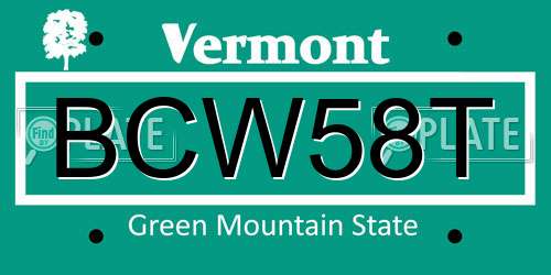 BCW58T Vermont License Plate