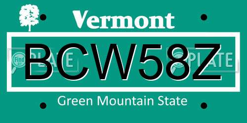 BCW58Z Vermont License Plate