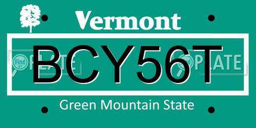 BCY56T Vermont License Plate