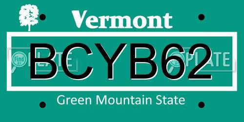 BCYB62 Vermont License Plate