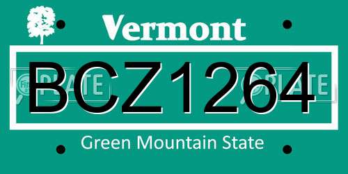 BCZ1264 Vermont License Plate