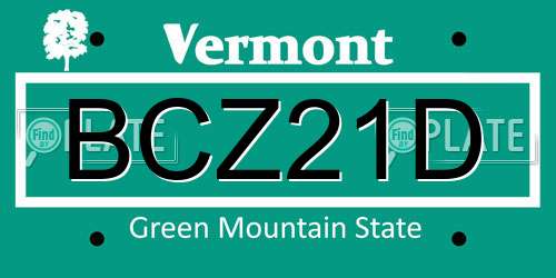 BCZ21D Vermont License Plate