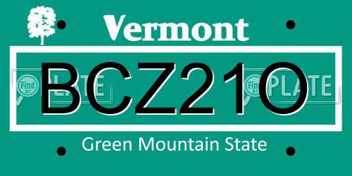 BCZ21O Vermont License Plate