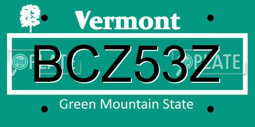BCZ53Z Vermont License Plate