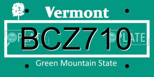 BCZ710 Vermont License Plate