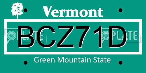 BCZ71D Vermont License Plate
