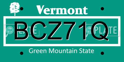 BCZ71Q Vermont License Plate