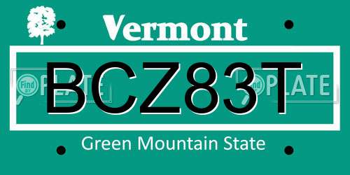 BCZ83T Vermont License Plate