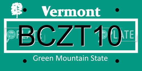 BCZT10 Vermont License Plate