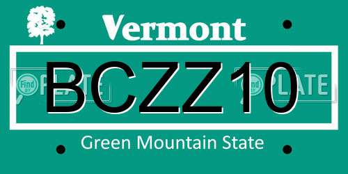BCZZ10 Vermont License Plate
