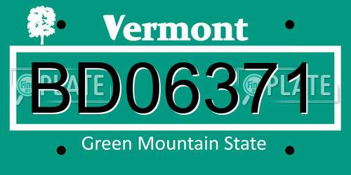 BD06371 Vermont License Plate