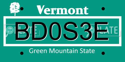BD0S3E Vermont License Plate