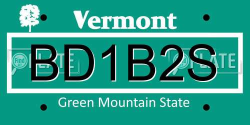 BD1B2S Vermont License Plate