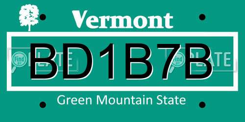 BD1B7B Vermont License Plate