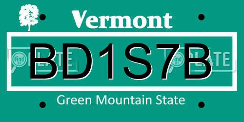 BD1S7B Vermont License Plate