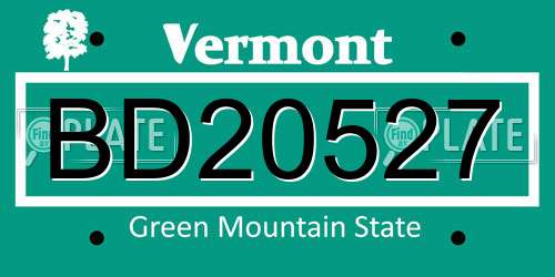 BD20527 Vermont License Plate