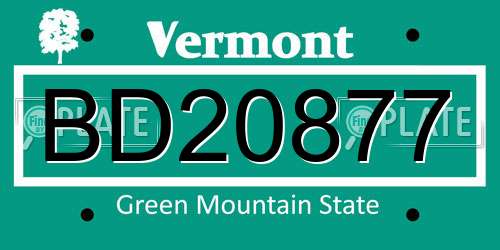 BD20877 Vermont License Plate