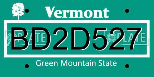 BD2D527 Vermont License Plate