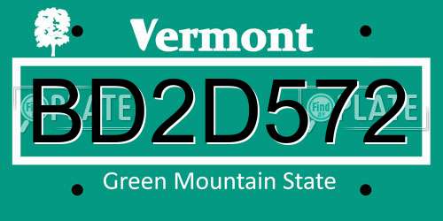 BD2D572 Vermont License Plate
