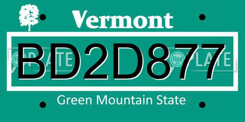 BD2D877 Vermont License Plate