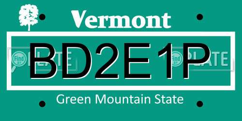 BD2E1P Vermont License Plate