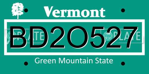 BD2O527 Vermont License Plate