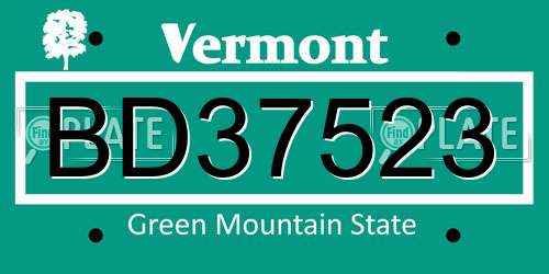BD37523 Vermont License Plate