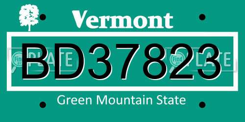 BD37823 Vermont License Plate