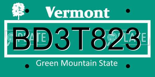 BD3T823 Vermont License Plate