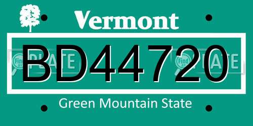 BD44720 Vermont License Plate