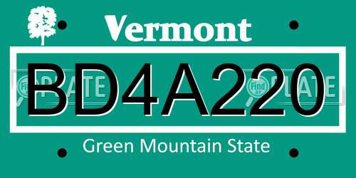 BD4A220 Vermont License Plate