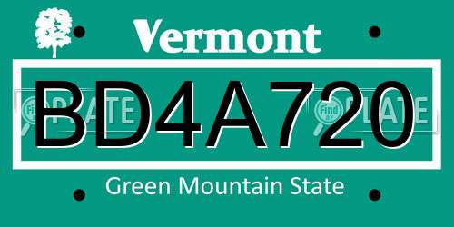 BD4A720 Vermont License Plate