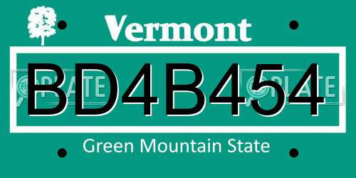 BD4B454 Vermont License Plate