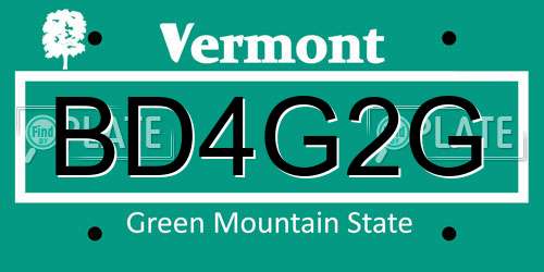 BD4G2G Vermont License Plate