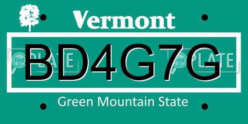 BD4G7G Vermont License Plate