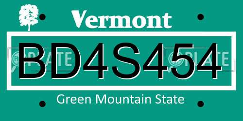BD4S454 Vermont License Plate