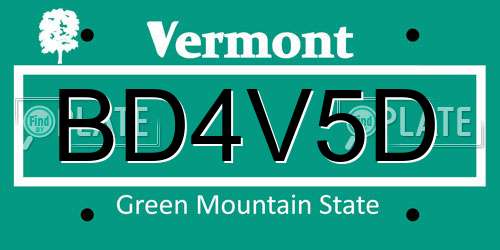 BD4V5D Vermont License Plate