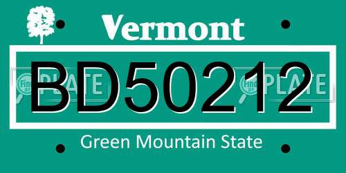 BD50212 Vermont License Plate