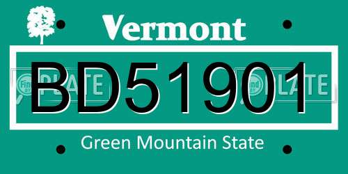 BD51901 Vermont License Plate