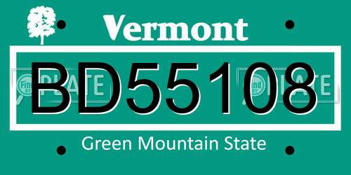 BD55108 Vermont License Plate