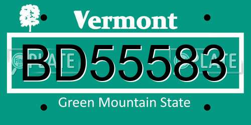 BD55583 Vermont License Plate