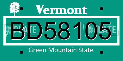 BD58105 Vermont License Plate