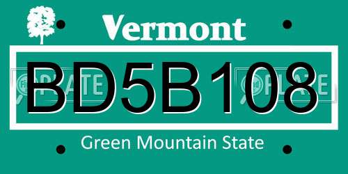 BD5B108 Vermont License Plate
