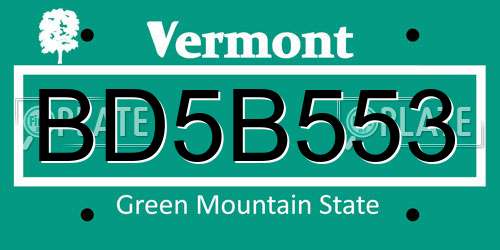 BD5B553 Vermont License Plate