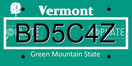 BD5C4Z Vermont License Plate