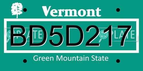 BD5D217 Vermont License Plate