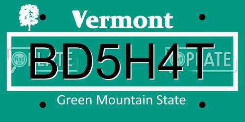 BD5H4T Vermont License Plate