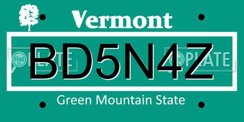 BD5N4Z Vermont License Plate